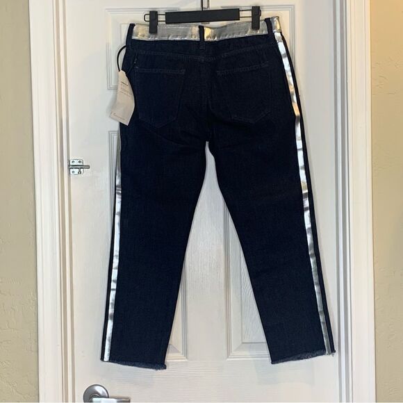 Current Elliot The Fling Silver Stripe Crop Denim Jeans Size 26 - Picture 2 of 12